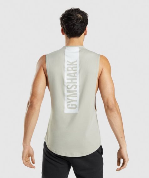 Men's Gymshark Bold Drop Arm Tanks Beige | NZ 0LAFNZ